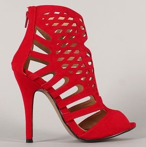 Suede Caged Cut Out Stiletto Heels